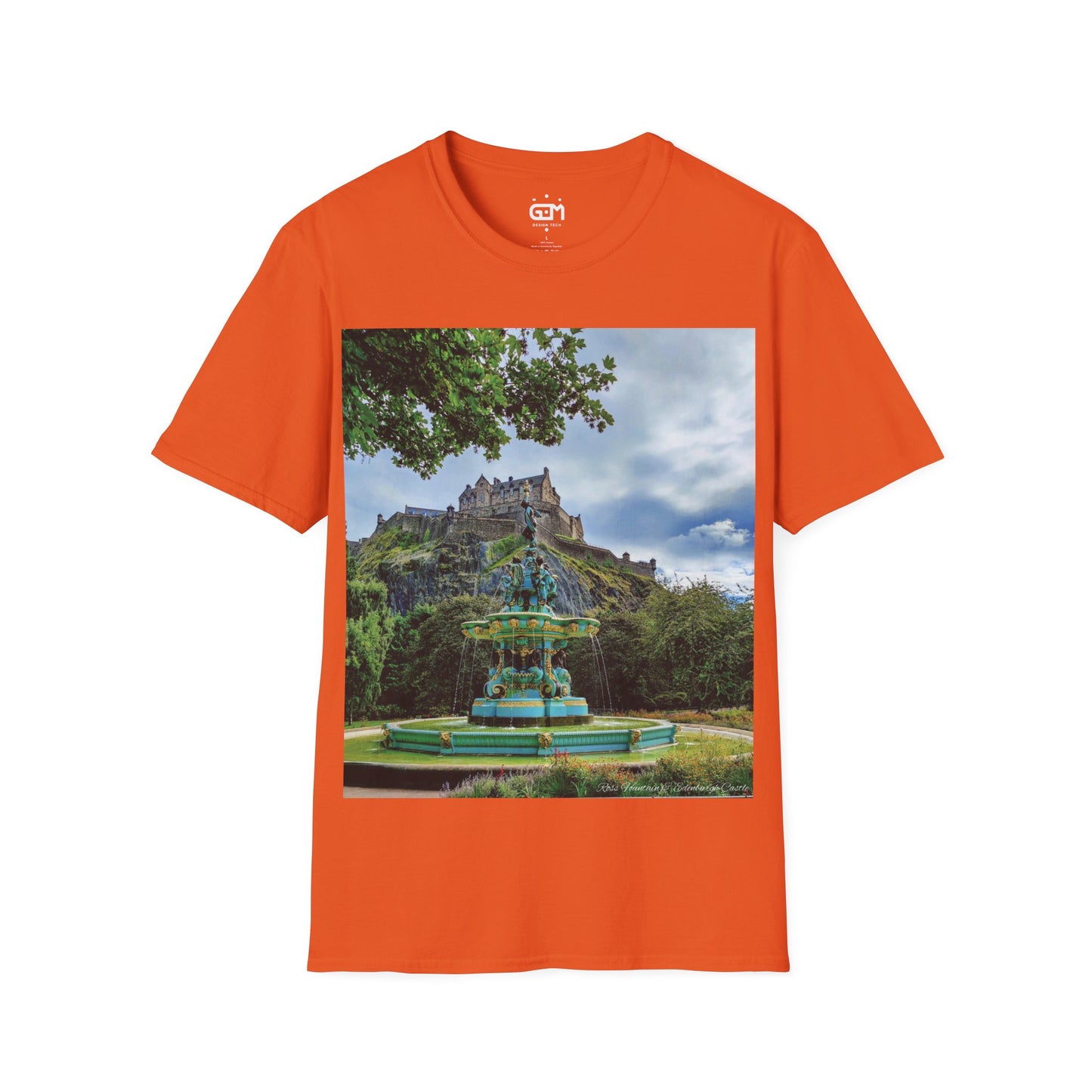 Ross Fountain & Edinburgh Castle Photo Softstyle T-Shirt, Unisex Tee, Various Colours