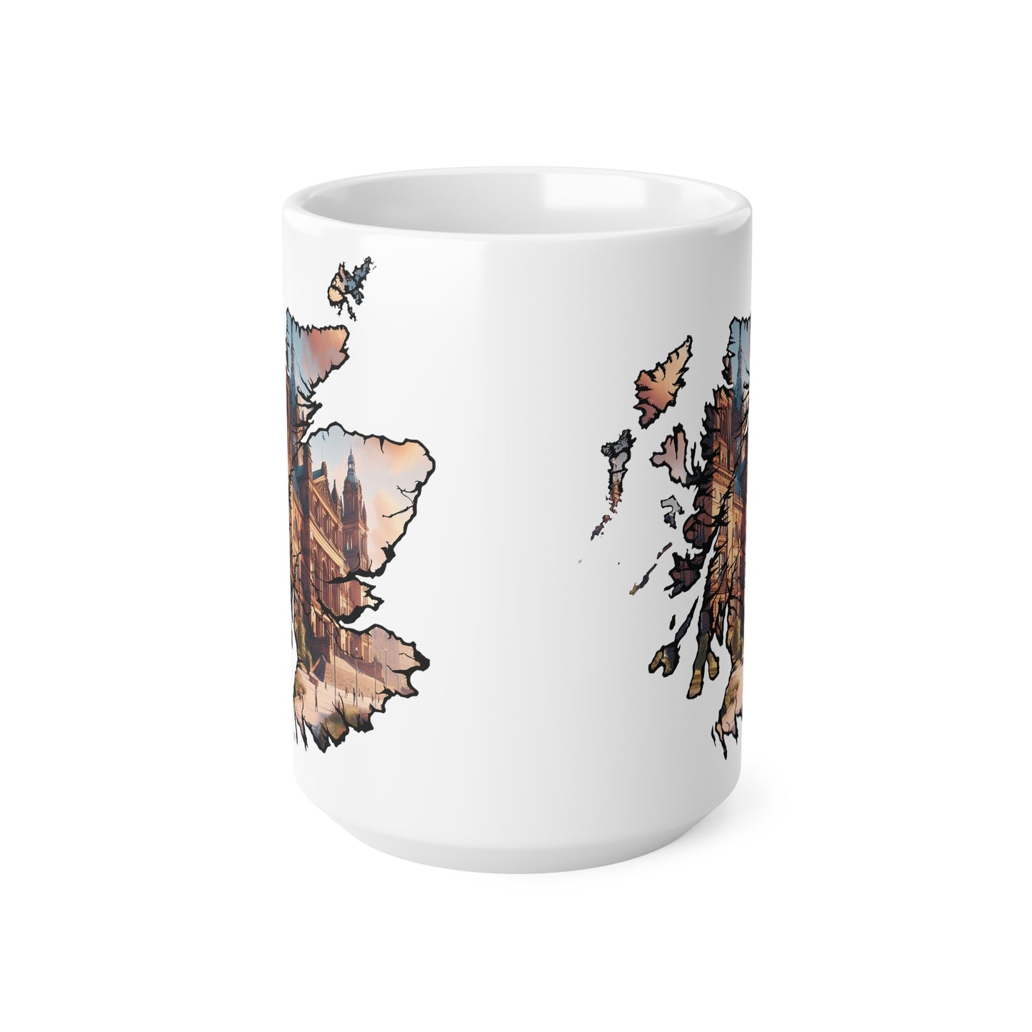 Glasgow Kelvingrove Art Gallery Scotland Map Mug, Coffee Cup, Tea Cup, Scottish Art, Scottish Landmark, Scenery, Nature, White