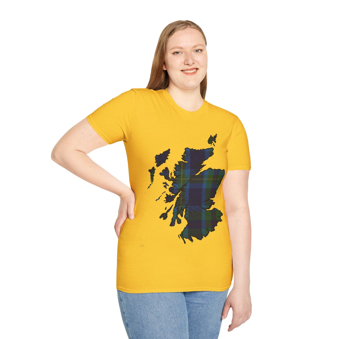 Scotland Tartan Map Softstyle Unisex T-Shirt, Miller Tartan, Various Colours