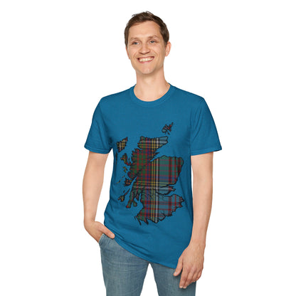 Scotland Tartan Map Softstyle Unisex T-Shirt, Anderson Tartan, Various Colours