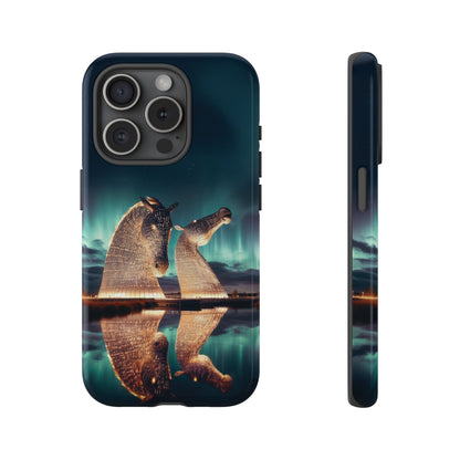 Kelpies Northern Lights Art Variant Phone Case, Scotland, Apple