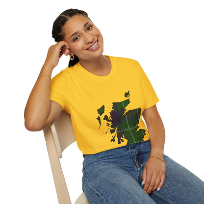 Scotland Tartan Map Softstyle Unisex T-Shirt - Duncan Tartan Tee