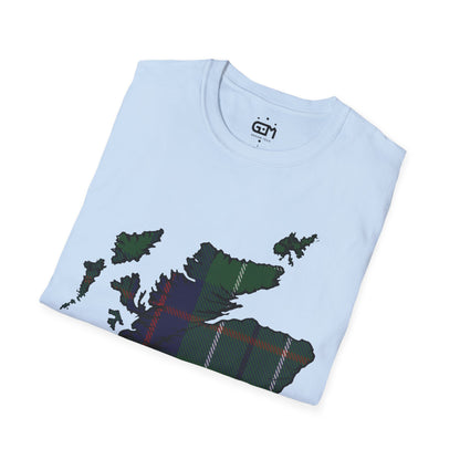 Scotland Tartan Map Softstyle Unisex T-Shirt, Duncan Tartan, Various Colours