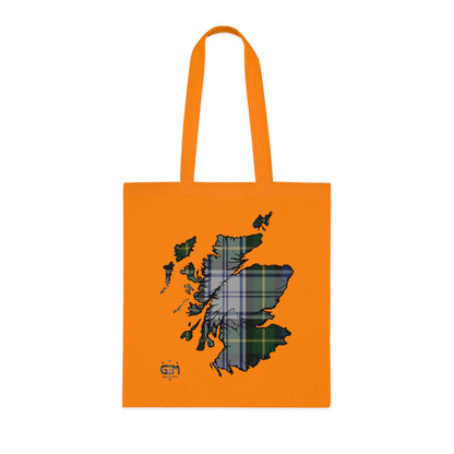 Reversible Scotland Tartan Map Cotton Tote Bag - Gordon Dress Tartan