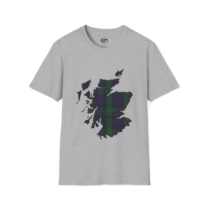 Scotland Tartan Map Softstyle Unisex T-Shirt - Argyle Tartan Tee