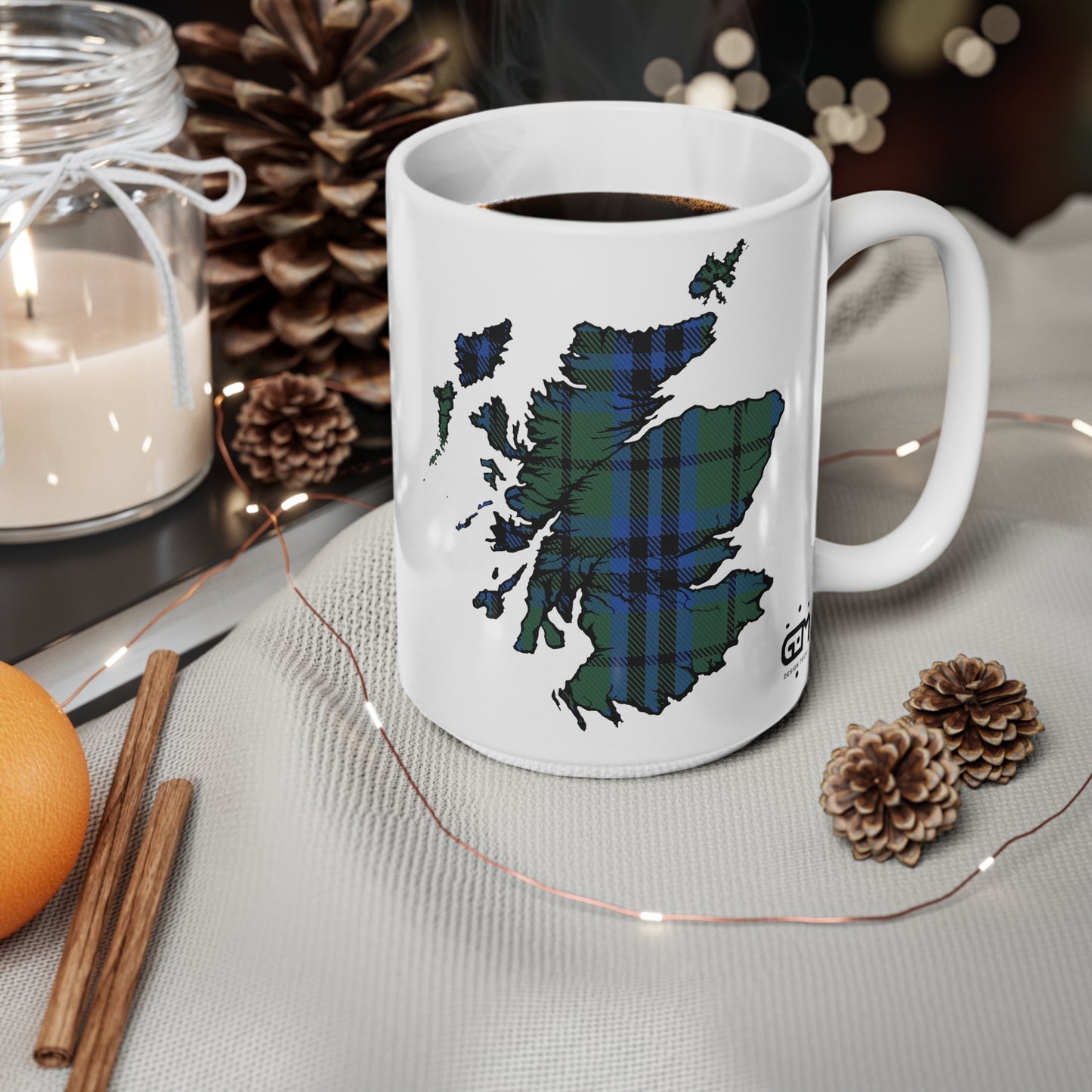 Keith Tartan Scotland Map Mug, Coffee Cup, Tea Cup, Scotland, White