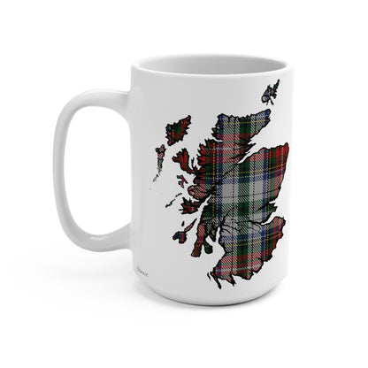 Scotland Map Mug 15oz, Stewart Tartan