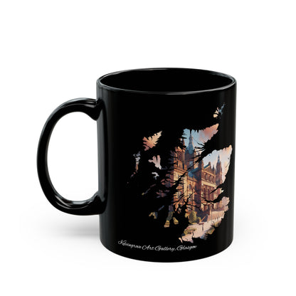 Glasgow Kelvingrove Art Gallery Scotland Map Mug, Coffee Cup, Tea Cup, Scottish Art, Scottish Nature, Scottish Landmarks, Black