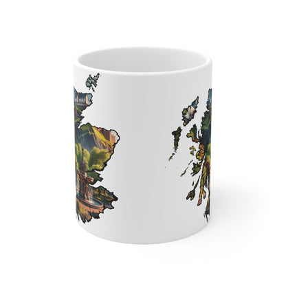 Edinburgh Castle with Fountain Scotland Map Mug, Coffee Cup, Tea Cup, Scottish Art, Scottish Landmark, Scenery, Nature, White