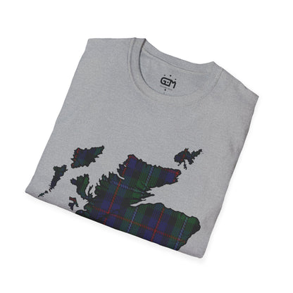 Scotland Tartan Map Softstyle Unisex T-Shirt, Argyle Tartan, Various Colours