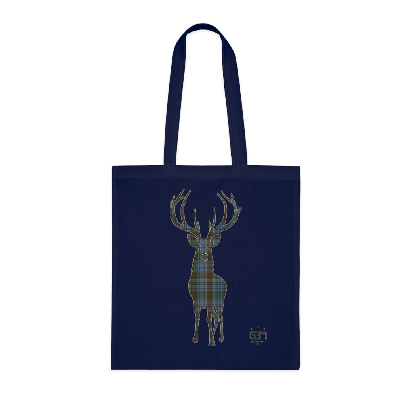 Reversible Scotland Tartan Stag Cotton Tote Bag - Anderson Tartan