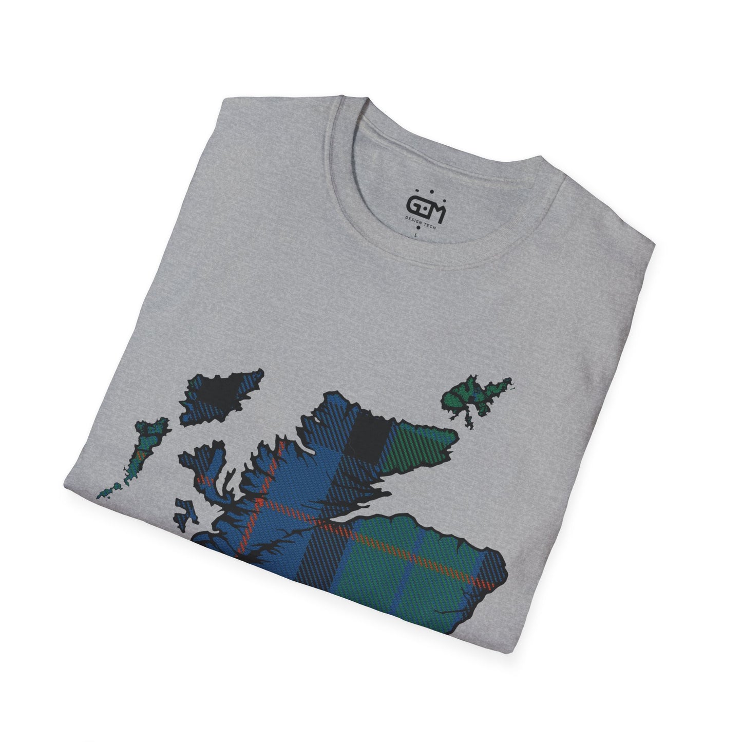 Scotland Tartan Map Softstyle Unisex T-Shirt, Flower of Scotland Tartan, Various Colours