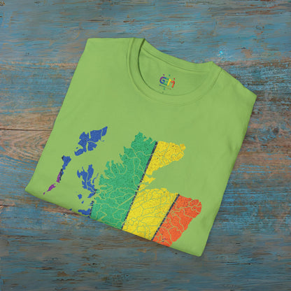 Pride Road Clan Regions Scotland Map Unisex T-Shirt, Various Colours