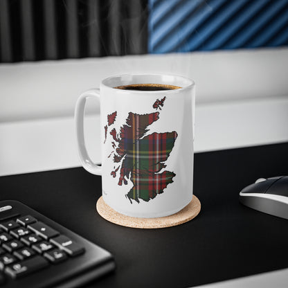 Stewart Royal Tartan Scotland Map Mug, Coffee Cup, Tea Cup, Scotland, White