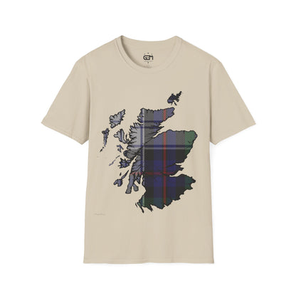 Scotland Tartan Map Softstyle Unisex T-Shirt, Argyle Dress Tartan, Various Colours