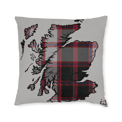 Reversible Square Cushion : Stag / Scotland Map - MacPherson Tartan, Various Sizes