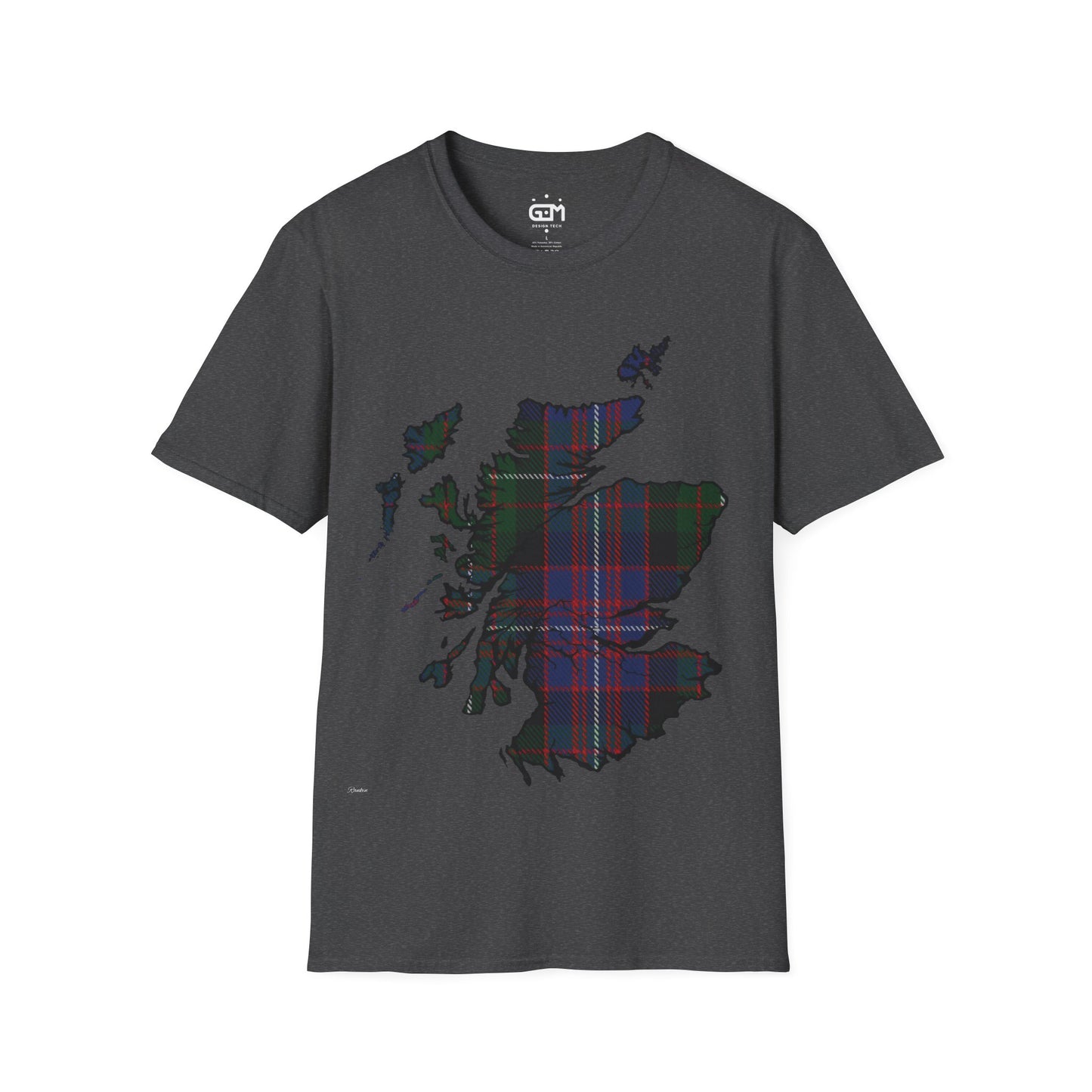 Scotland Tartan Map Softstyle Unisex T-Shirt, Rankin Tartan, Various Colours