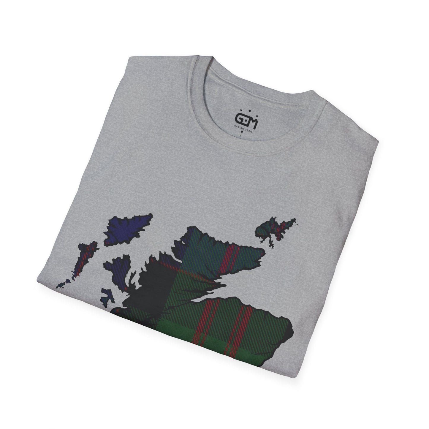 Scotland Tartan Map Softstyle Unisex T-Shirt, MacDonald Tartan, Various Colours