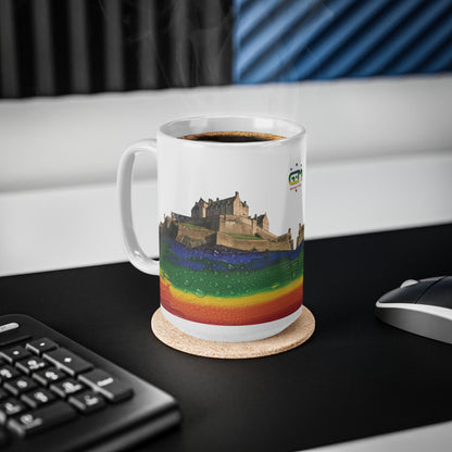 Pride Rain Rock Edinburgh Castle Photo Mug, White