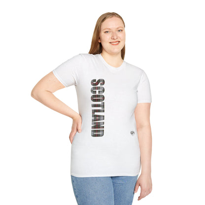 Tartan Scotland Lettering Softstyle Unisex T-Shirt, Stewart Dress Tartan Tee