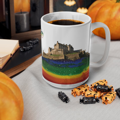 Pride Rain Rock Edinburgh Castle Photo Mug, White