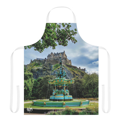 Ross Fountain & Edinburgh Castle Photo Apron, Scottish Cooking Apparel, Chef Accessory