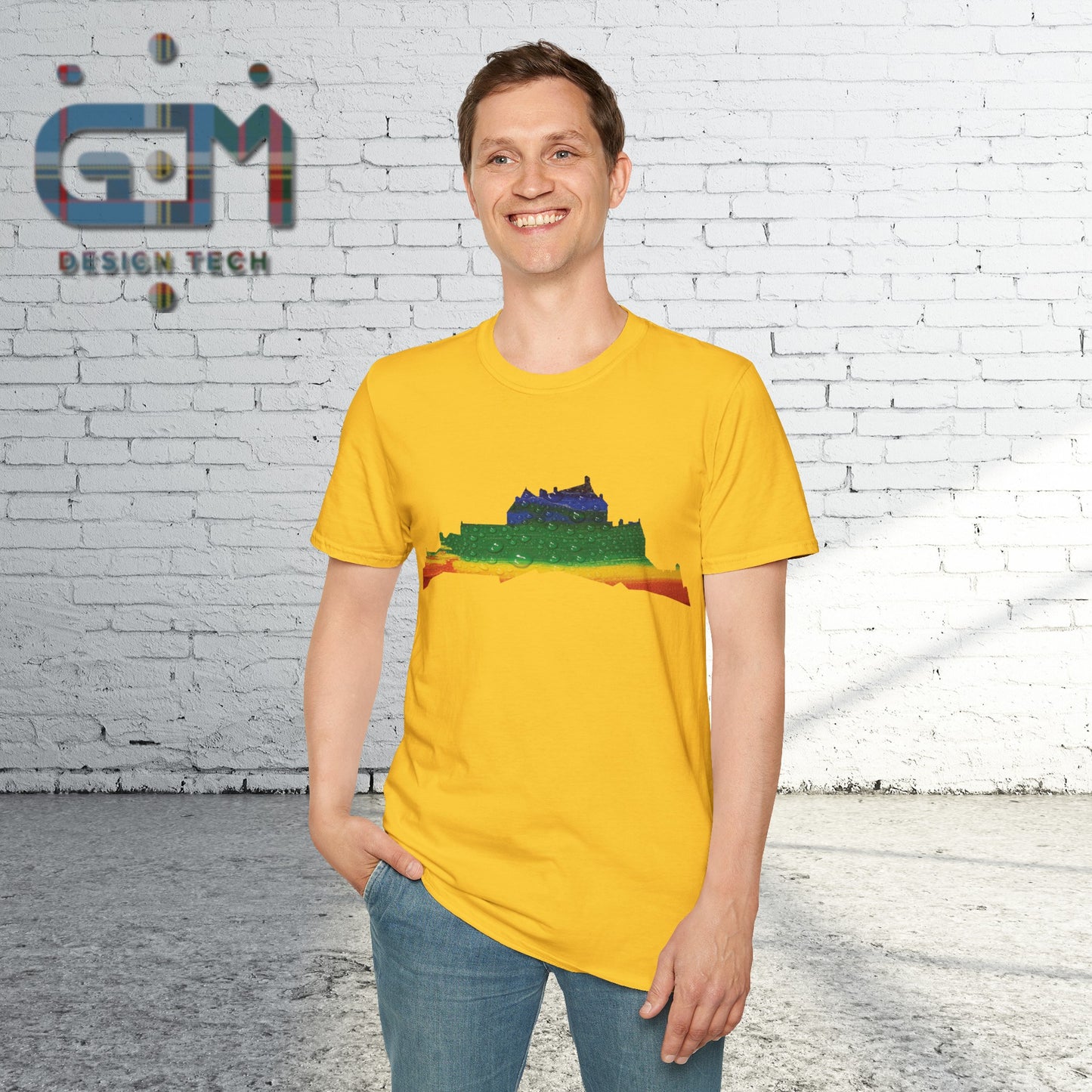 Edinburgh Castle Pride Rain Art Unisex T-Shirt