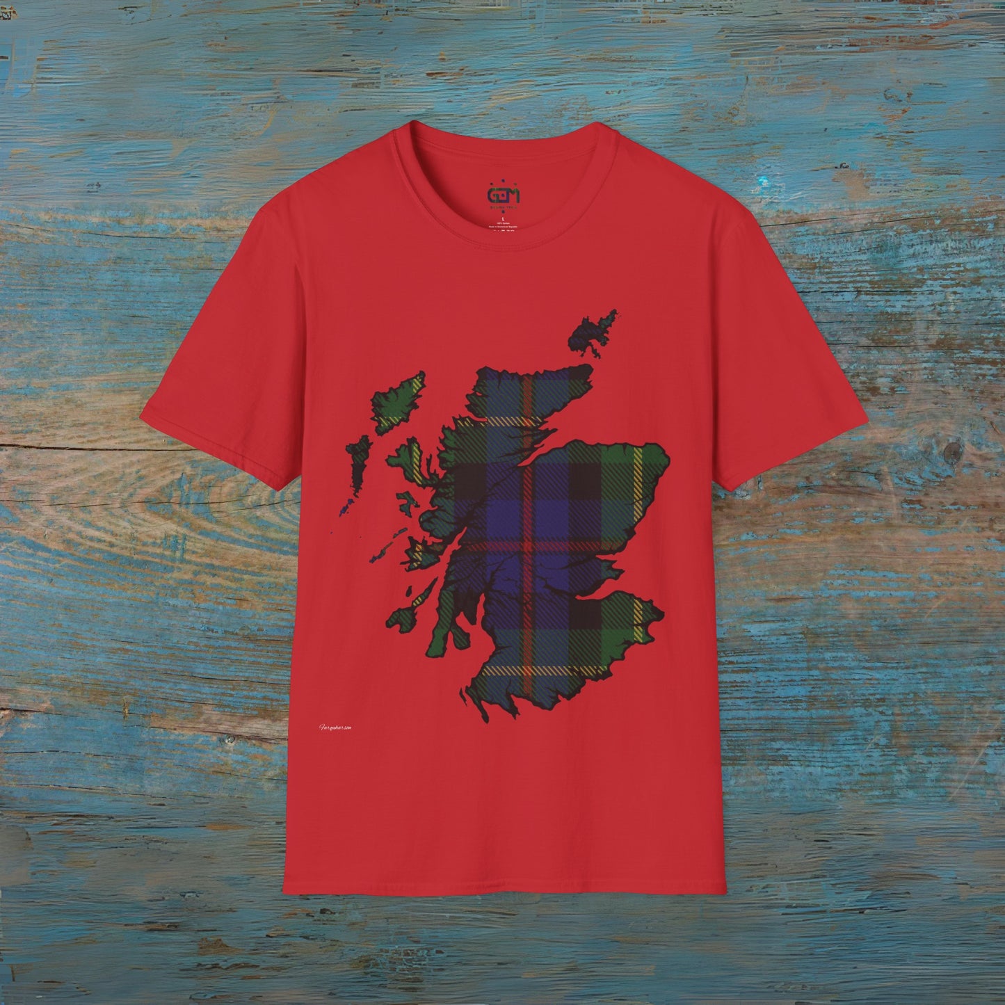 Scotland Tartan Map Softstyle Unisex T-Shirt, Farquharson Tartan, Various Colours