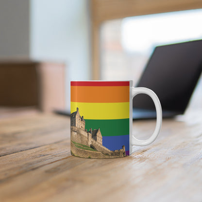 Edinburgh Castle Pride Progress Sky Photo Mug, White