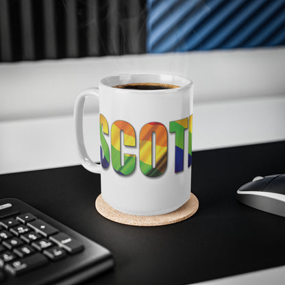 Scotland Lettering Pride Flag Mug, White