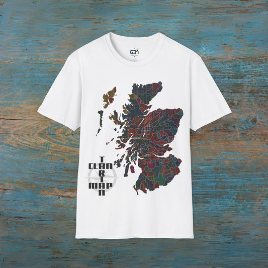 Scotland Tartan Clan Map Softstyle T-Shirt, Unisex Tee, Scotland Shirt, Various Colours