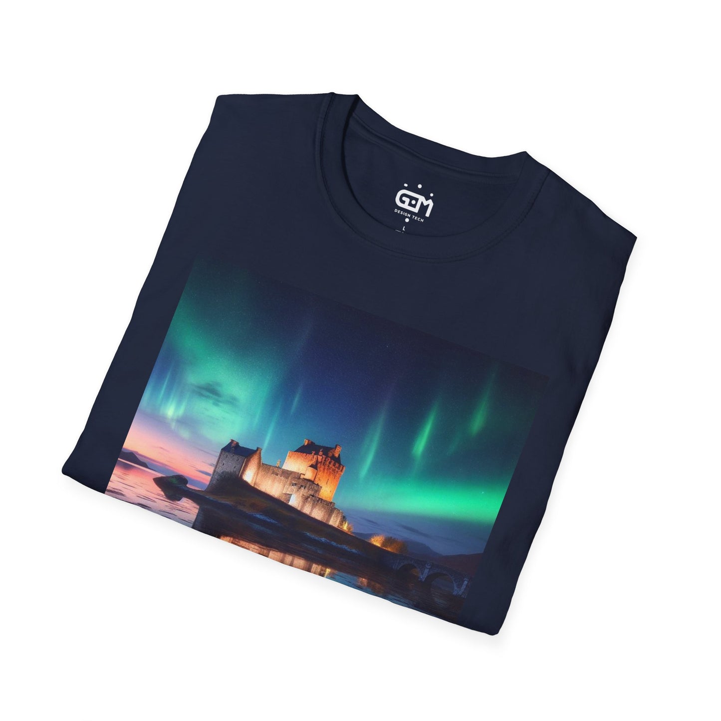 Eilean Donan Castle with Northern Lights Softstyle Unisex T-Shirt, Scotland Tee