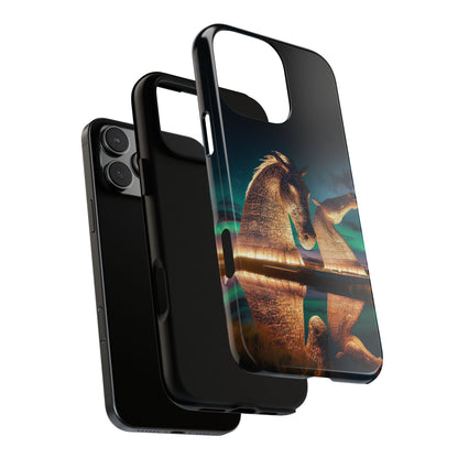 Kelpies Northern Lights Art Phone Case, Scotland, Apple