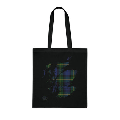 Reversible Scotland Tartan Map Cotton Tote Bag - Gordon Tartan