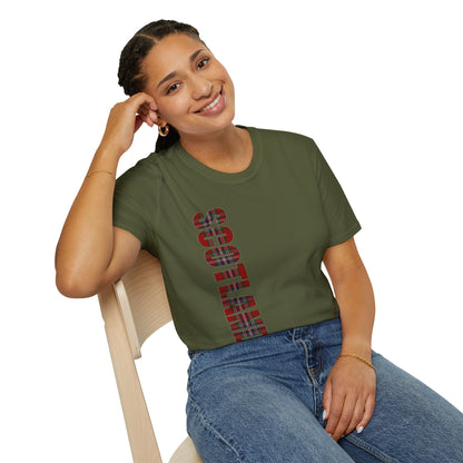 Tartan Scotland Lettering Softstyle Unisex T-Shirt, MacFarlane Tartan Tee