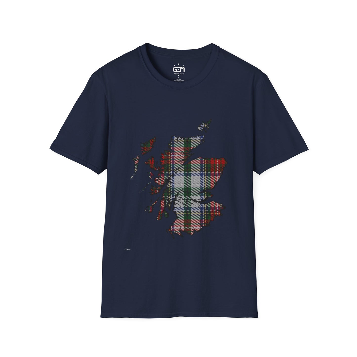 Scotland Tartan Map Softstyle Unisex T-Shirt - Stewart Tartan Tee