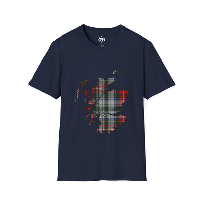 Scotland Tartan Map Softstyle Unisex T-Shirt - Stewart Tartan Tee