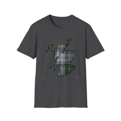 Tartan Scotland Map Softstyle Unisex T-Shirt - Gordon Dress Tartan Tee