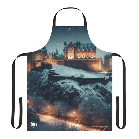 Edinburgh Castle in Winter Apron, Scotland Apron, Scottish Art, Scotland Landmark, Cooking Apparel, Chef Accessory, Edinburgh