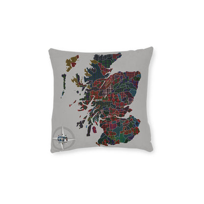 Reversible Square Cushion : Scottish Map of Clans Tartan, Various Sizes