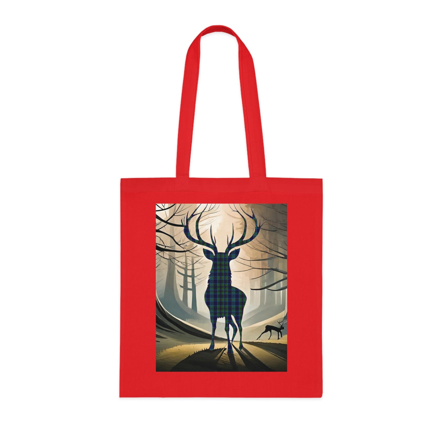 Reversible Scotland Tartan Stag Cotton Tote Bag - Miller Tartan