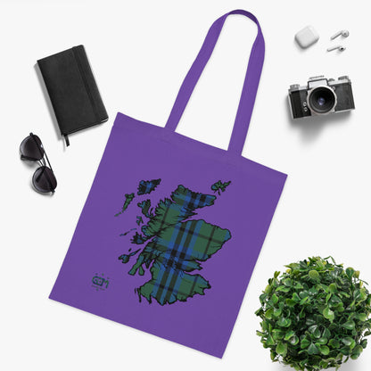 Reversible Scotland Tartan Map Cotton Tote Bag - Keith Tartan