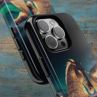 Kelpies Northern Lights Art Phone Case, Scotland, Apple