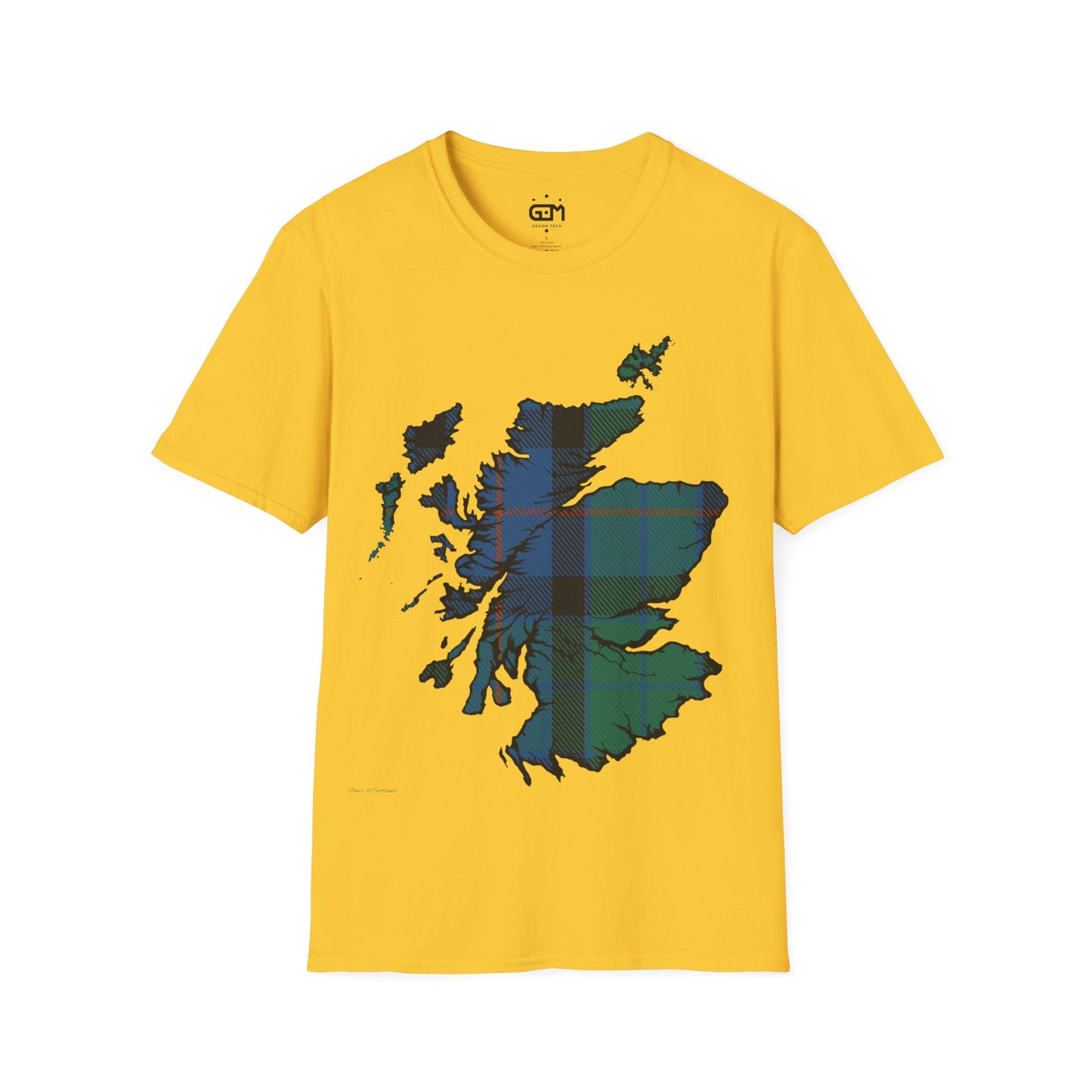 Scotland Tartan Map Softstyle Unisex T-Shirt, Flower of Scotland Tartan, Various Colours