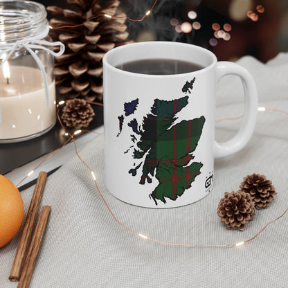 Scotland Map Mug 11oz, MacDonald Tartan