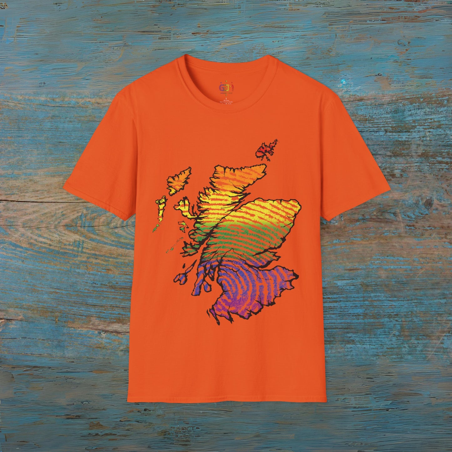 Pride Fingerprint Scotland Map Unisex T-Shirt, Various Colours