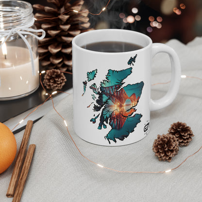 Scotland Map Mug 11oz, Forth Rail Bridge