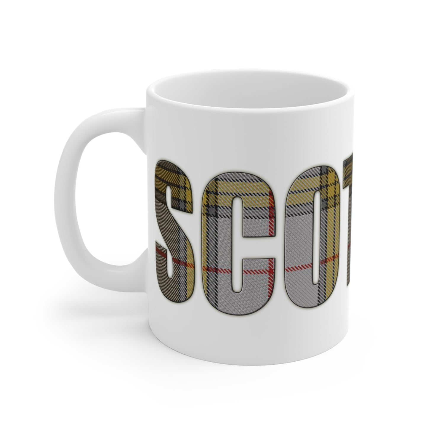 Scotland Lettering Tartan Mug 11oz, Buchanan Tartan