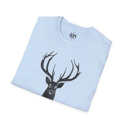 Tartan Stag Softstyle T-Shirt - Hood Tartan, Unisex Tee, Scottish Scenery, Various Colours