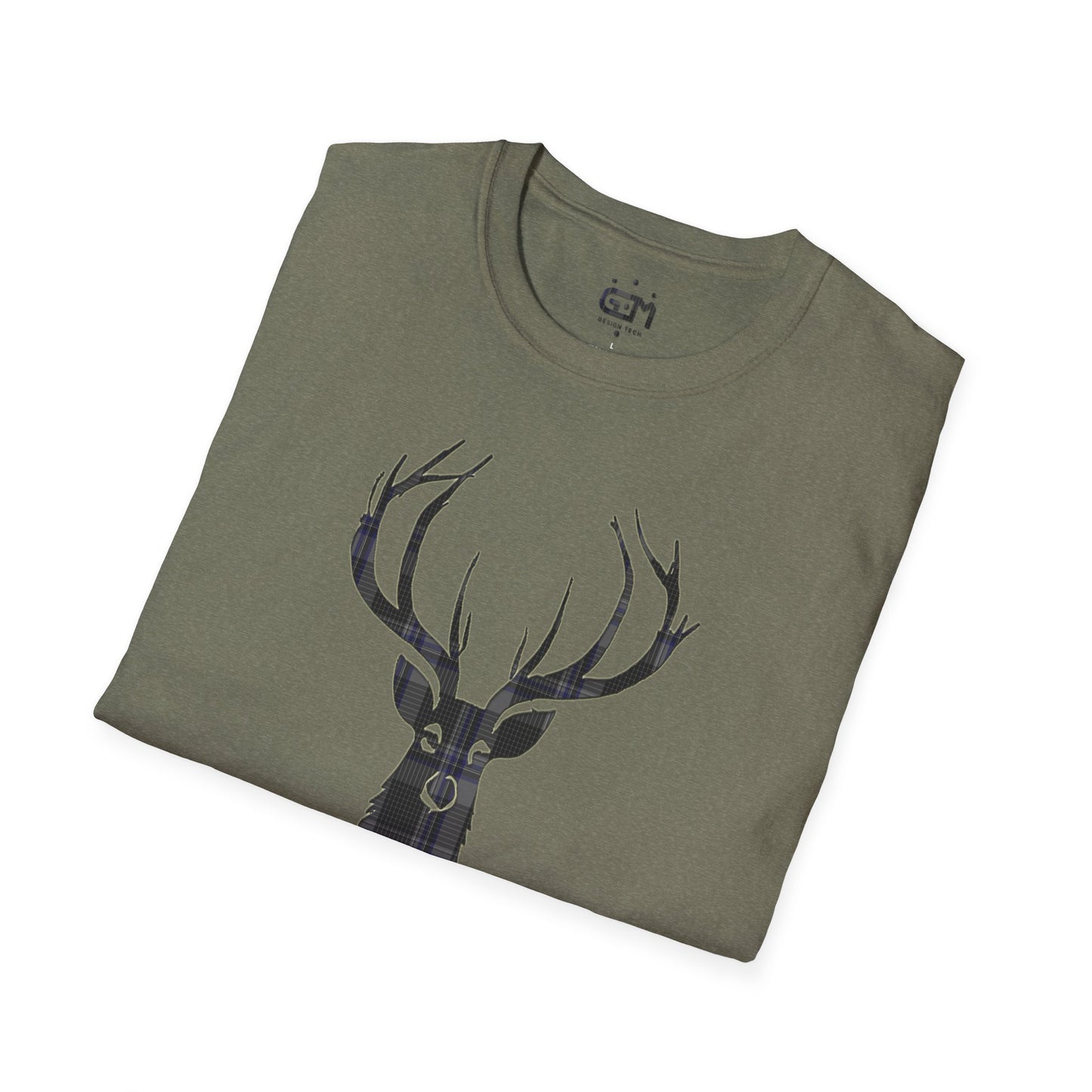 Tartan Stag Softstyle T-Shirt - Hood Tartan, Unisex Tee, Scottish Scenery, Various Colours